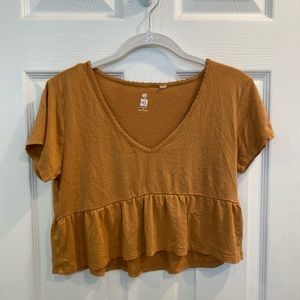 pacsun me to we orange cropped babydoll top